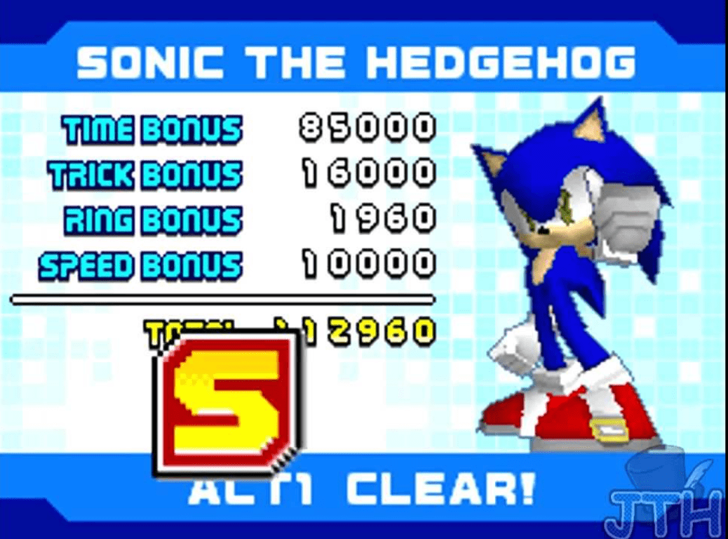scoring at the end of a level in Sonic